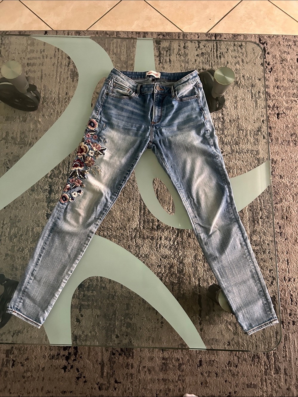Driftwood Light Blue Women's Embroidered Slim Jeans